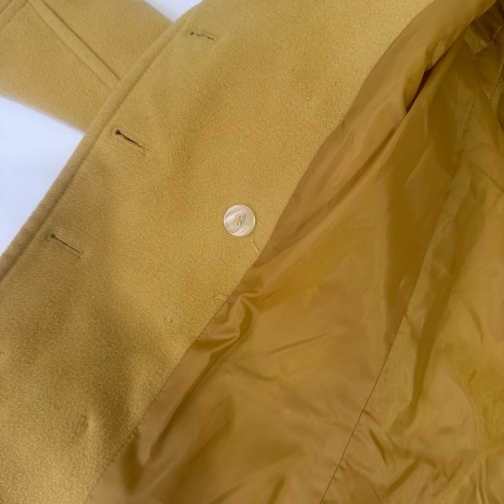 Forever 21‎ Mustard Yellow Double Breasted Wool Blend Peacoat Jacket Womens S - Picture 10 of 13